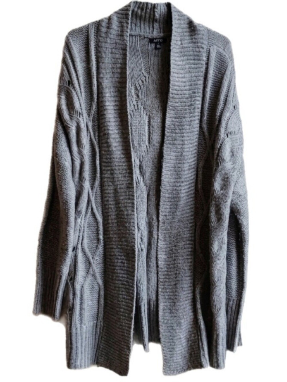 Apt. 9 Gray Open-Front Metallic Cardigan Sweater